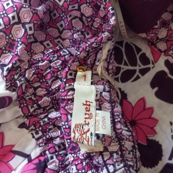 Aryeh Floral Dress Helter Mix Pattern Back Tie in Pink Boho Cotton Size L - Picture 12 of 16